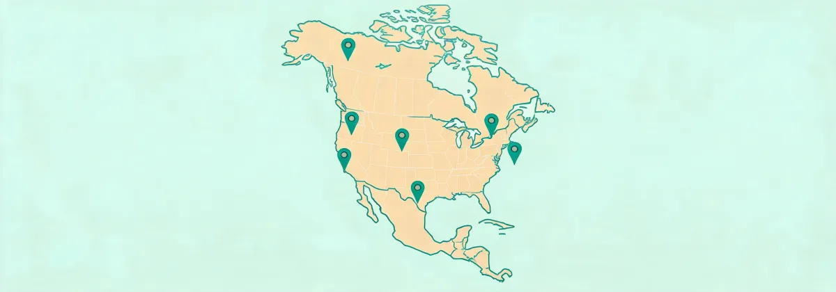 Map illustration of Hanstone Quartz dealer coverage