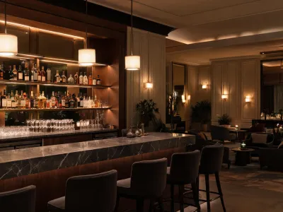 Hotel bar counter in engineered quartz