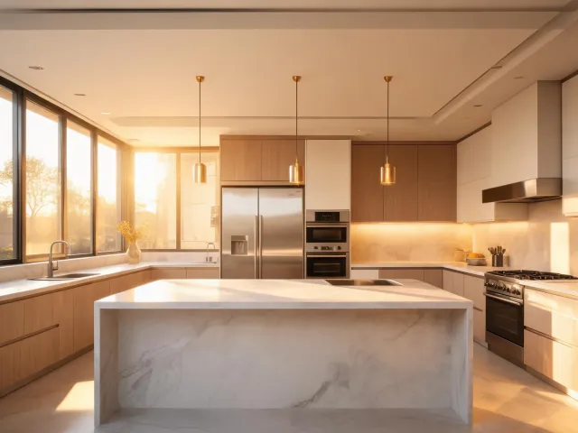 Custom residential kitchen quartz countertops