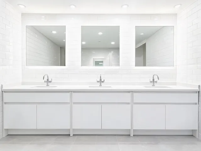 Multifamily bathroom vanity quartz tops