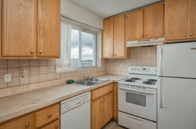 Kitchen before Hanstone quartz countertop upgrade